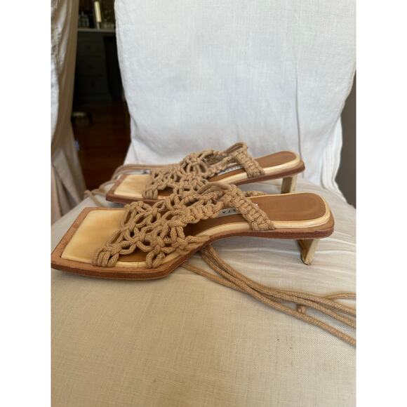 MIISTA Stephanie Coffee Milk Rope Sandal Heels Sz 40 - Picture 9 of 14